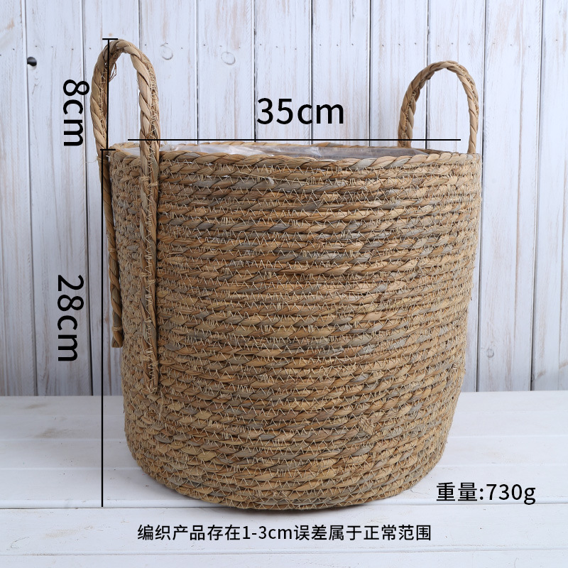 Picture of Cross-border Hot Sale Straw Rattan Flower Basket Creative Home Woven Basket Balcony Living Room Decoration Green Plant Potted Flower Pot