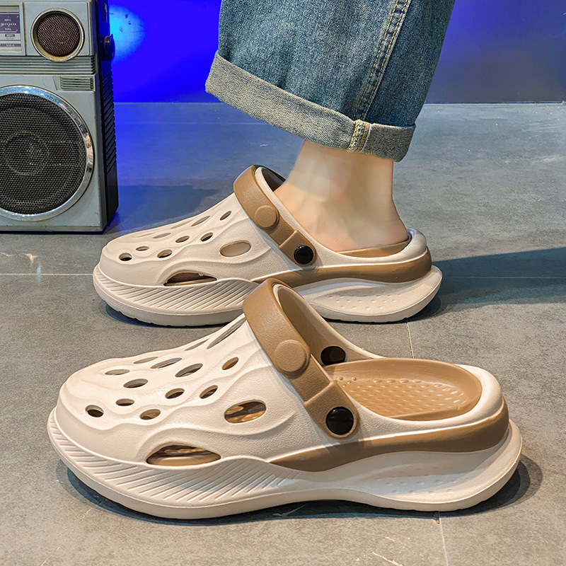 Cross-border Hole Shoes Men's Summer Outwear Sports Sandals Men's Office Non-slip Two-way Baotou Slippers