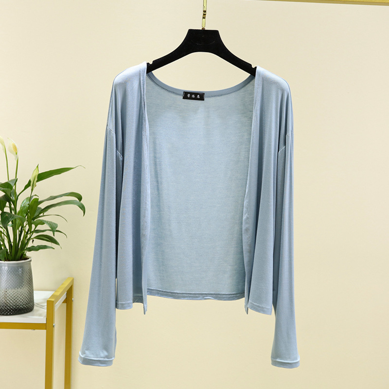 Picture of Modal sunscreen cardigan women's summer thin long-sleeved outerwear knitwear jacket loose casual waistcoat Spring