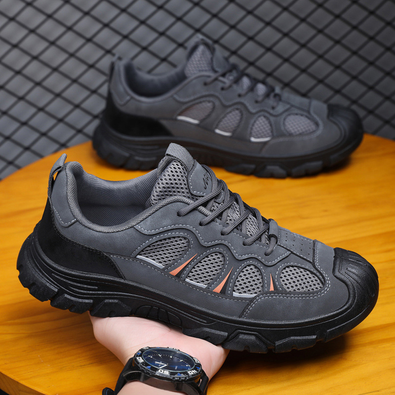 Cross-Border Men's Shoes Spring and Autumn New Casual Sports Shoes Thick-Soled Mesh Breathable Outdoor Work Shoes Hiking and Mountaineering Shoes