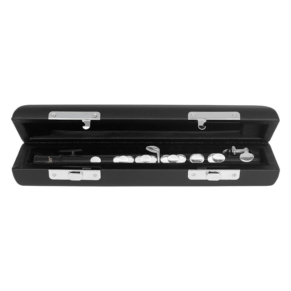 16-hole Piccolo Storage Leather Box Black Leather Knock-proof Piccolo Box Wind Instrument Luggage Piccolo Wooden Box