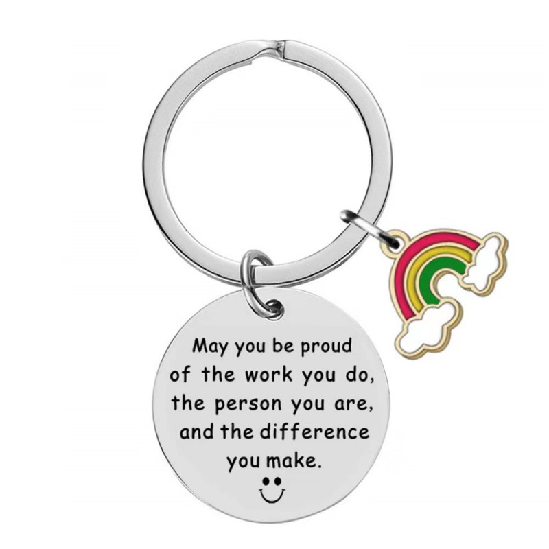 Picture of Cross-border hot sale may you be promise of the work stainless steel keychain rainbow accessories gift