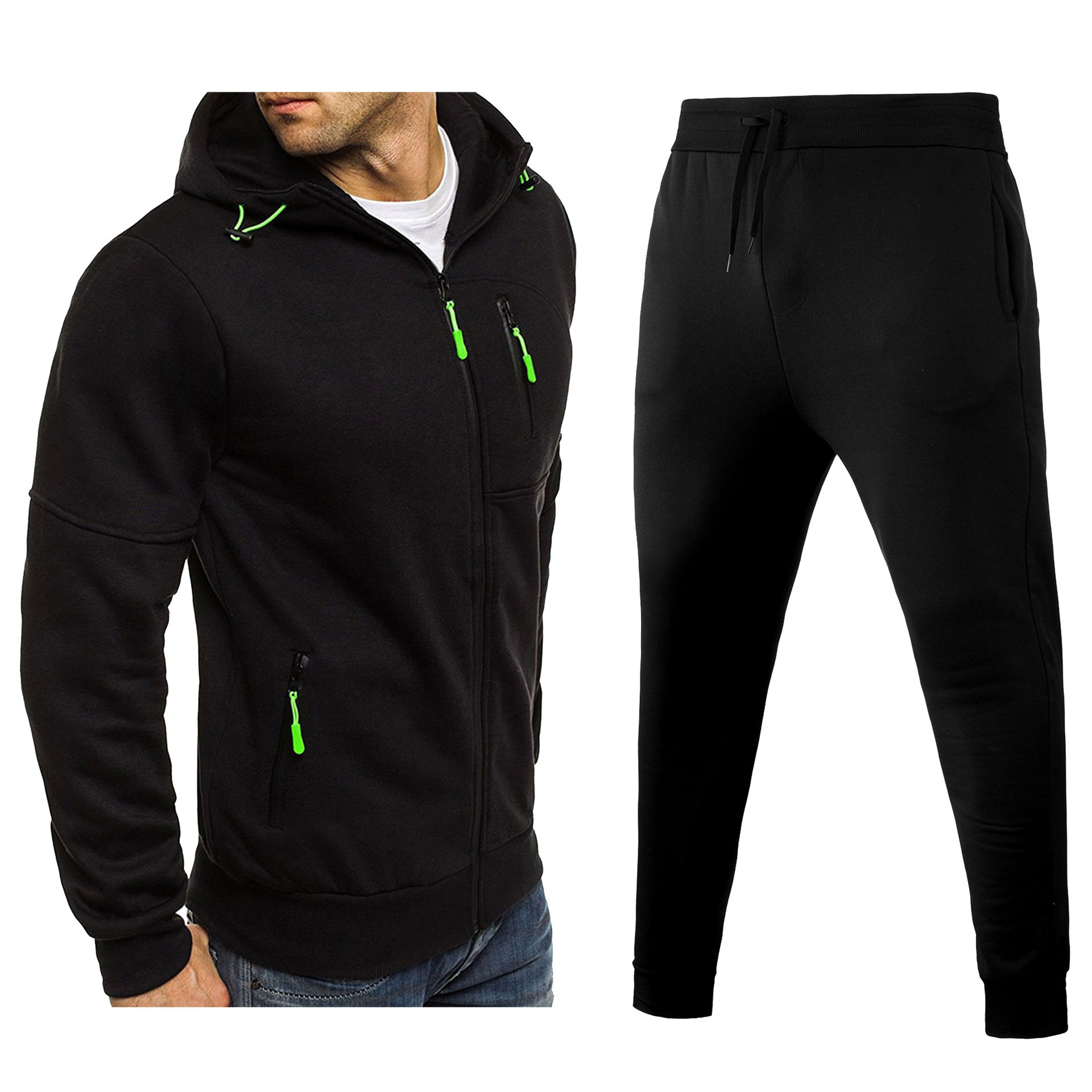 Four Zipper Suit Foreign Trade Men's Clothing New Fashion Hooded Casual Slim Pullover Sweatshirt Aliexpress Manufacturer Goods