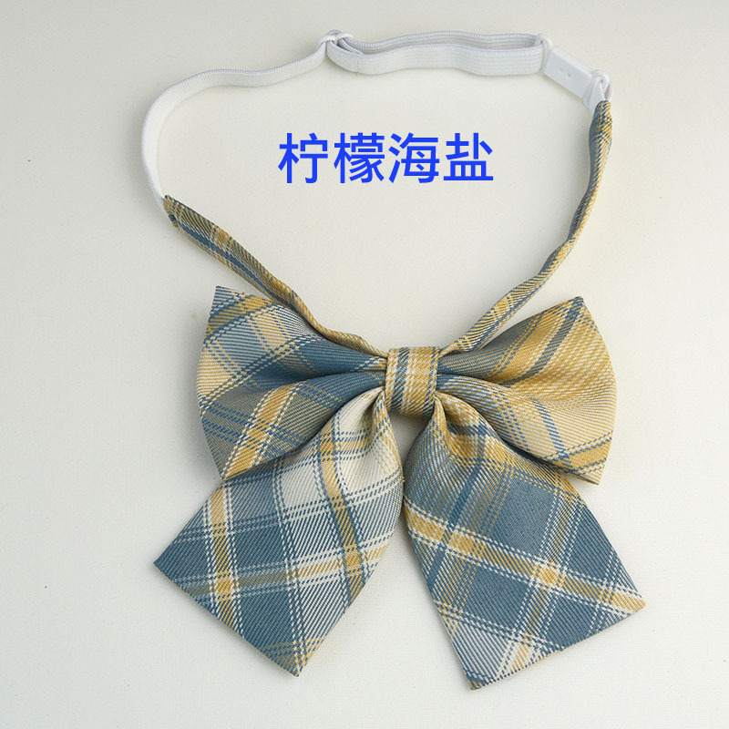 Picture of Hot-selling College Style Oka Pear Field Soot Black Bow Plaid Flat Horn JK Collar Bow Tie Shirt Accessories
