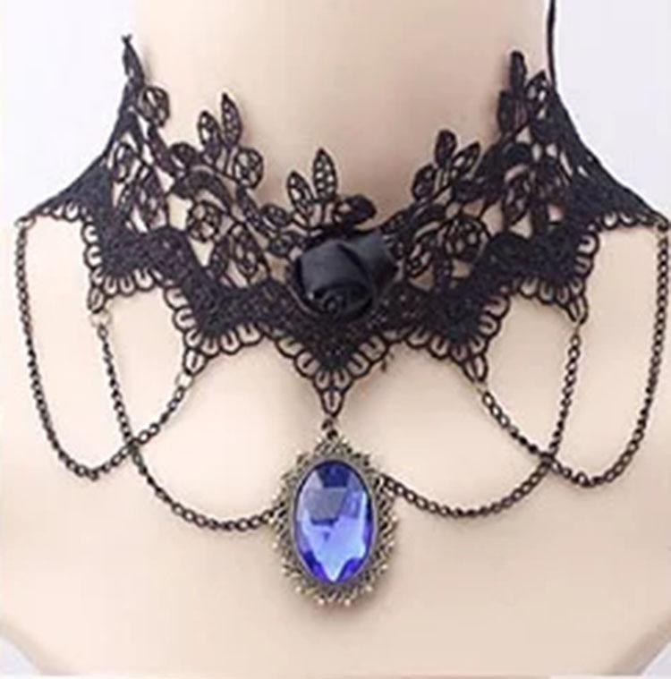 Picture of Cross Border Accessories Women's Neck Strap Court Gothic Spice Girl Neck Chain Lace Necklace Choker Clavicle Chain Collar Collar Vintage