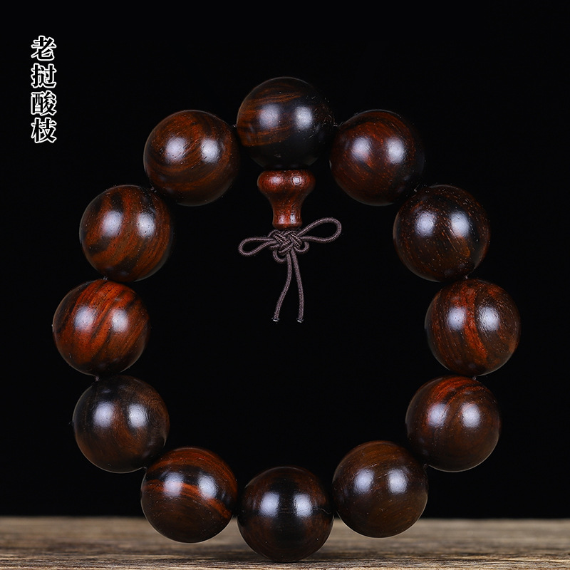 Laos Red Sour Branch Buddha Beads Handstring Toe Dalbergia Ethnic Style Rosewood Bracelet for Men and Women