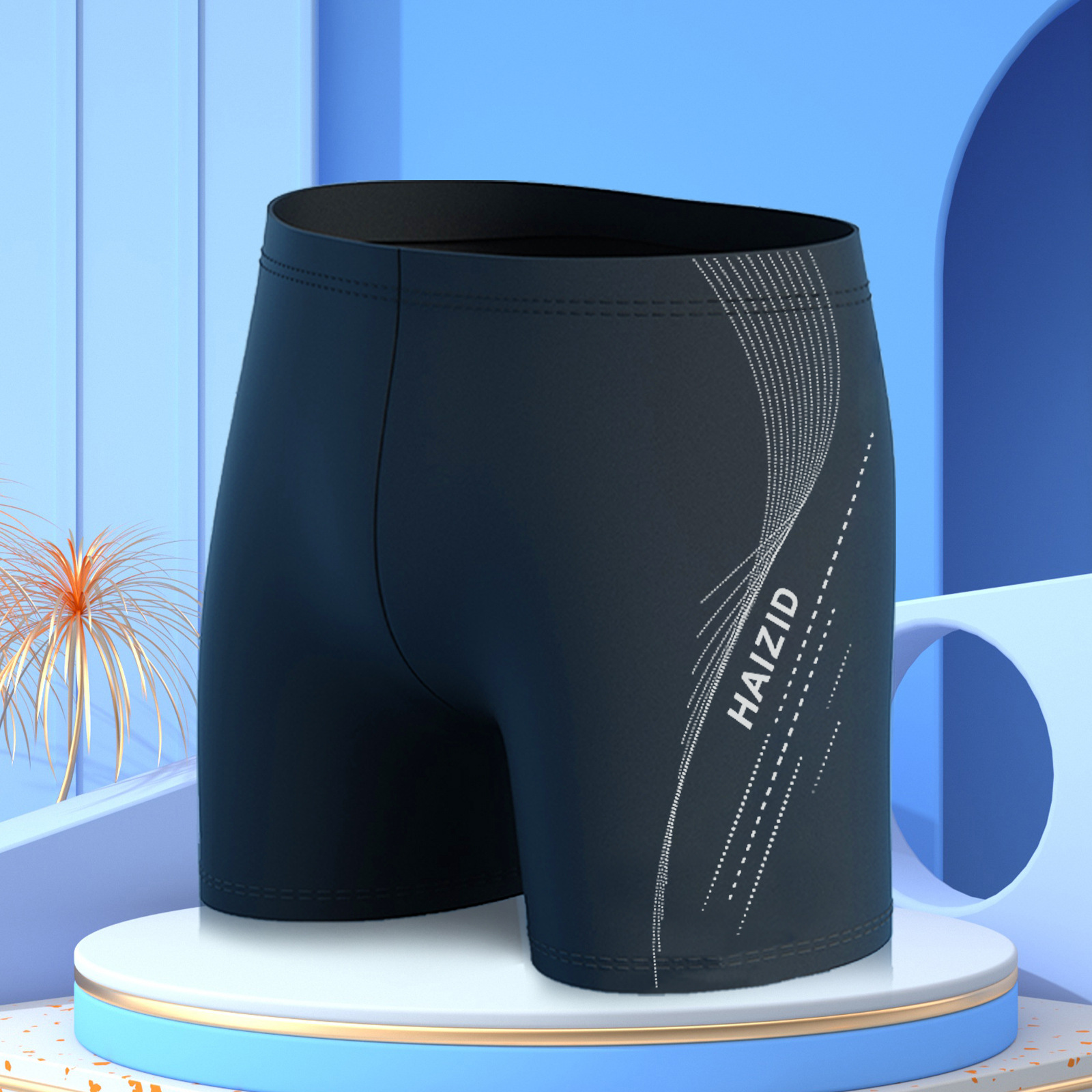 Picture of Men's Swimming Trunks Anti-Embarrassment Boxer Beach Swimming Trunks Men's Hot Spring Pants New Loose Professional Swimming Men's Swimming Trunks