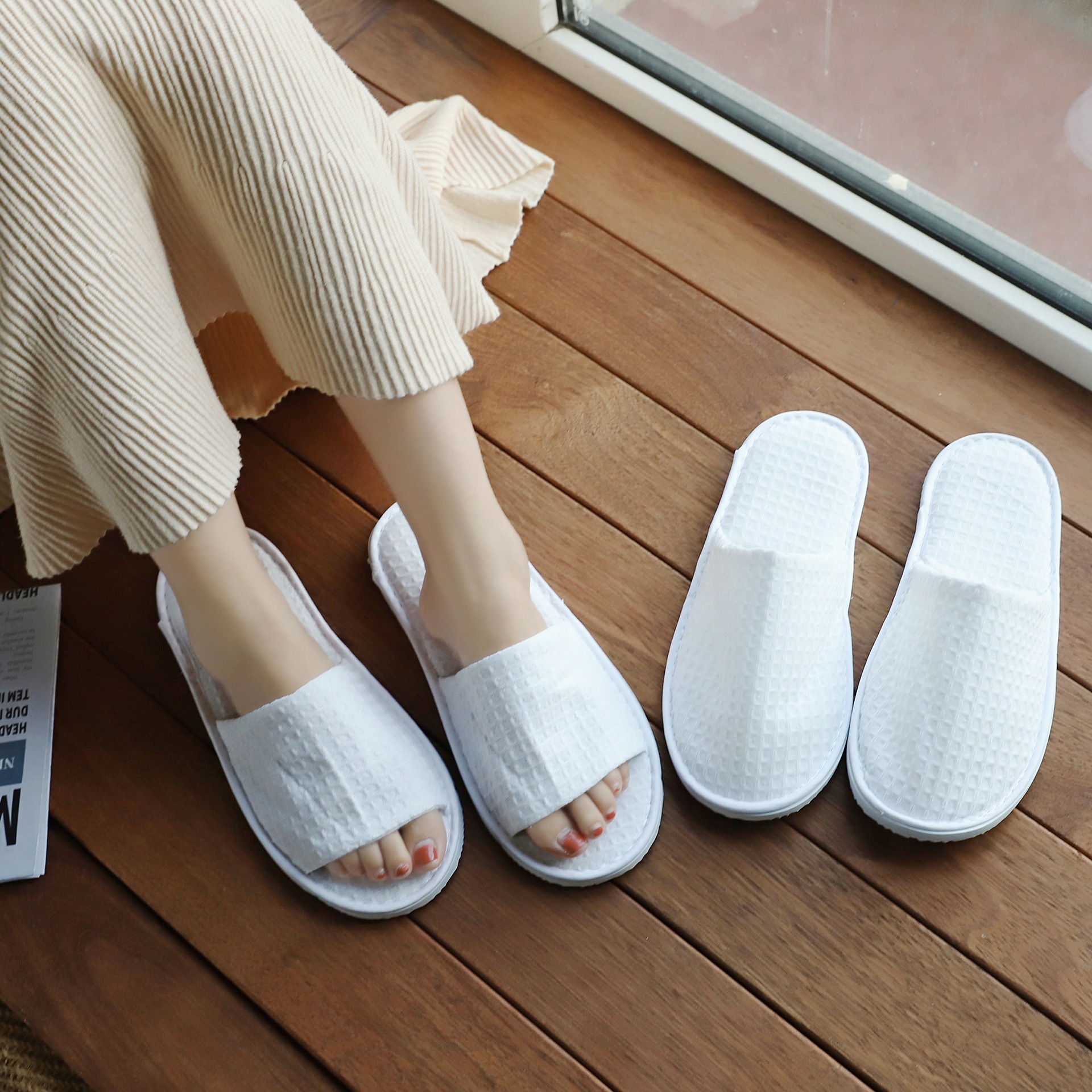 Picture of Waffle hotel guest room disposable slippers aviation supplies travel commercial home hospitality five-star