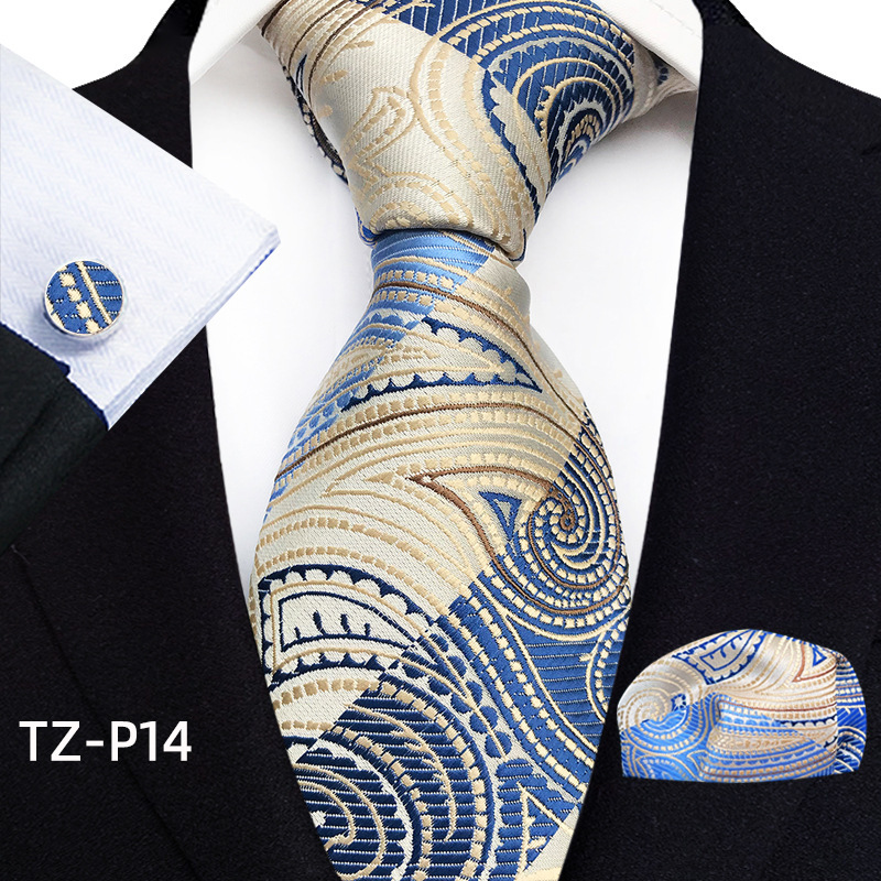 Picture of New tie men's business banquet formal dress wedding pattern green hand tie polyester jacquard fabric wholesale