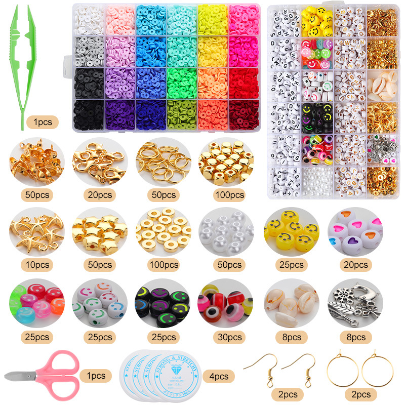 Cross-border hot sale soft pottery diy jewelry material suit beads children's educational bracelet beaded toy gift box