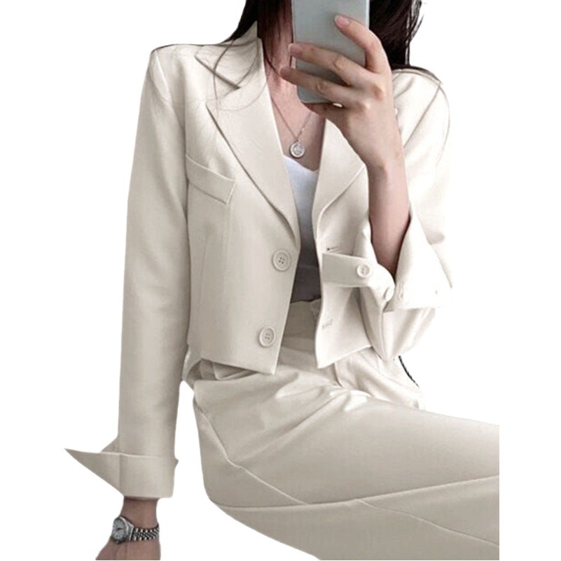 New Product Set 2023 Spring, Summer, and Autumn Internet Celebrity Casual British Style Small Suit with Trousers for Women, Short Korean Style Trendy