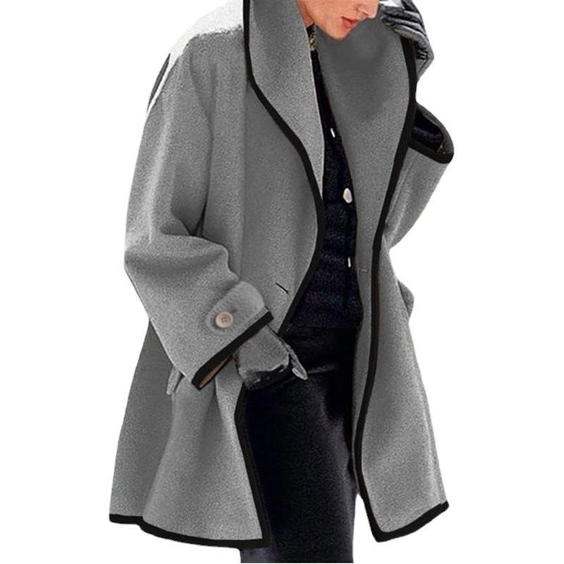 Plus-Size Baggy Thin Outwear Popular European and American Fashion Export Loose Woolen Mid-Length Outwear for Women