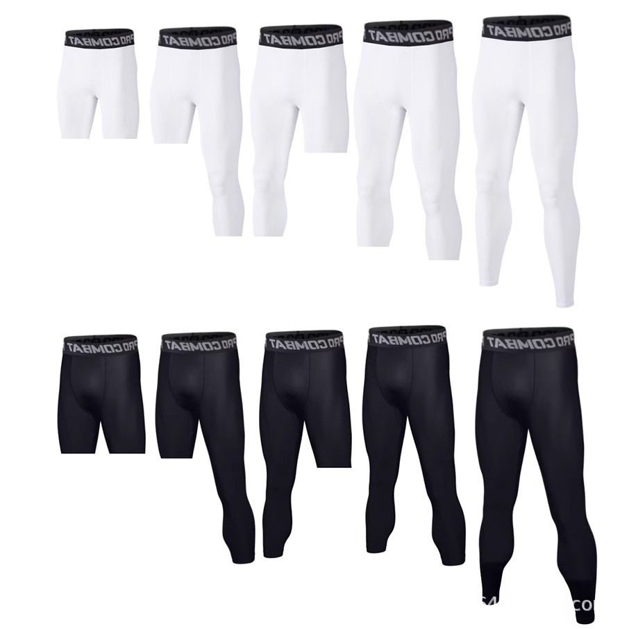 in stock Sports Fitness Pants Men's Compression Leggings Basketball Sweat Absorbing High Elastic Breathable Tight Running Training Pants