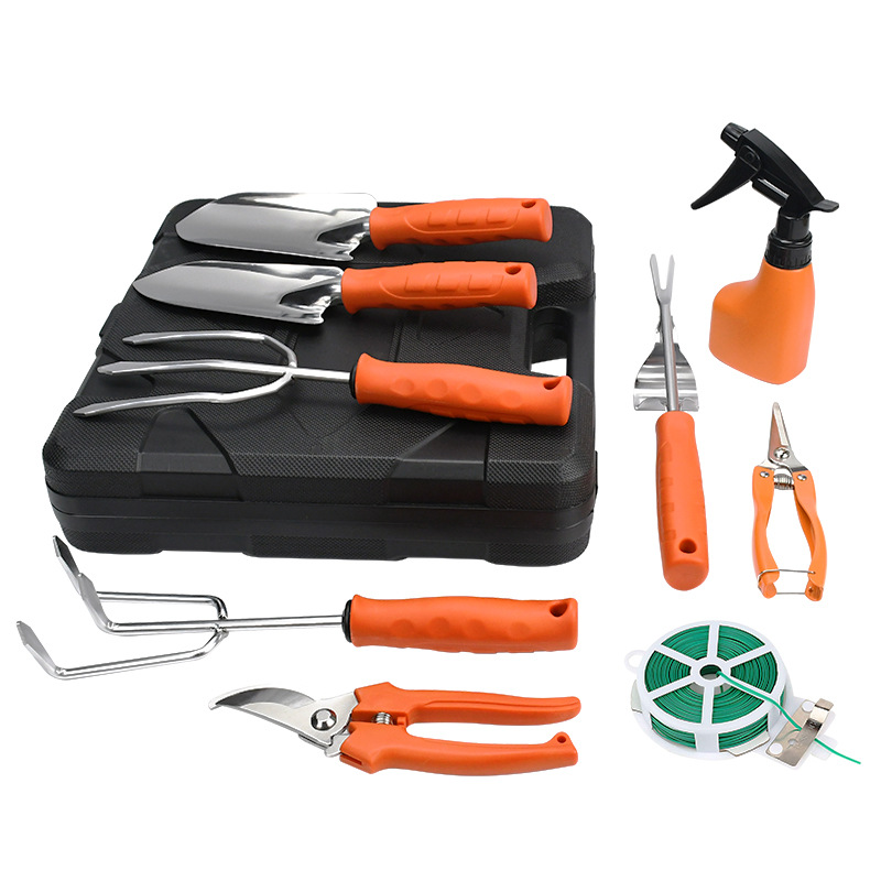 Picture of Amazon Garden Tool Set New Gardening Tools Stainless Steel Nine-Piece Potted Plant Pruning Shovel Set