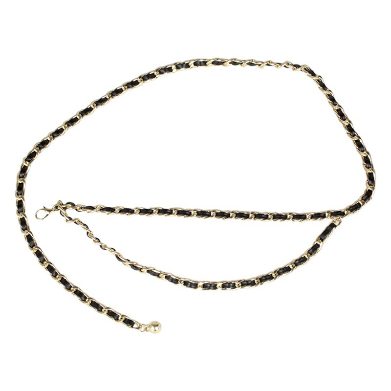 Small Fragrant Style Double-Layer Metal Waist Chain Women's ins Decoration Matching Skirt Woven High-Level Multi-Layer Iron Chain Thin Belt
