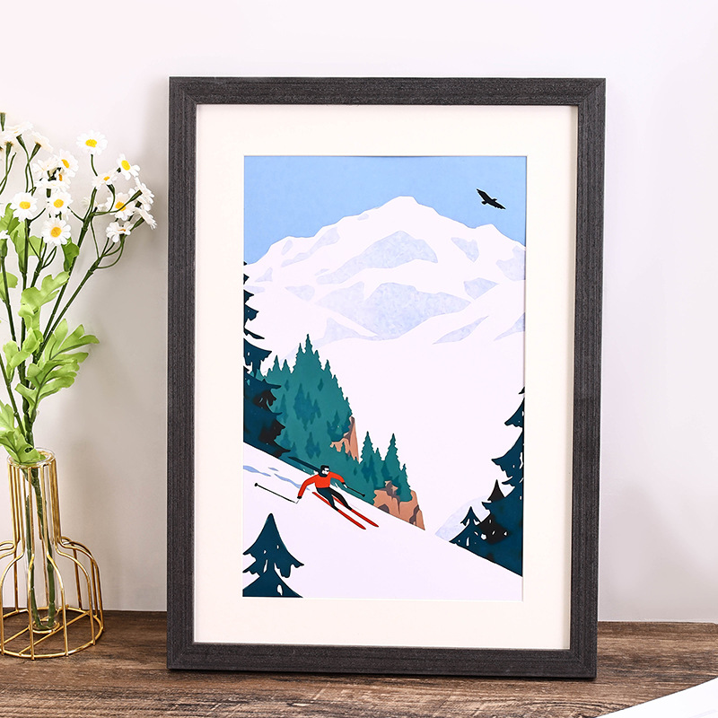 Picture of Solid wood photo frame mounting picture frame wall hanging A3 inch 16 decoration a4 inch 4 open 8K puzzle frame creative photo wall wooden