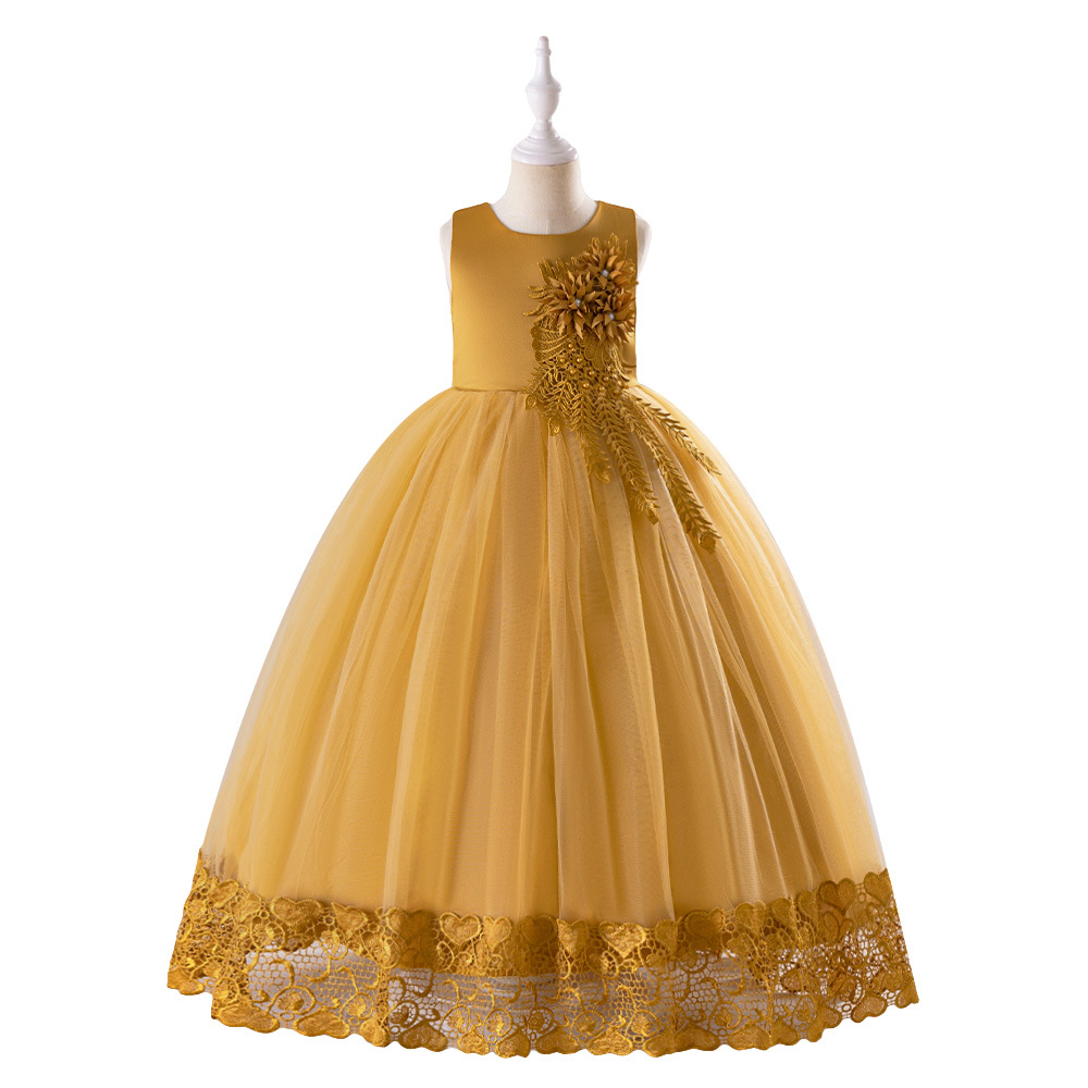Picture of European and American New Children's Dress Long Flower Show Dress Princess Dress Flower Girls Dress Wedding Dress