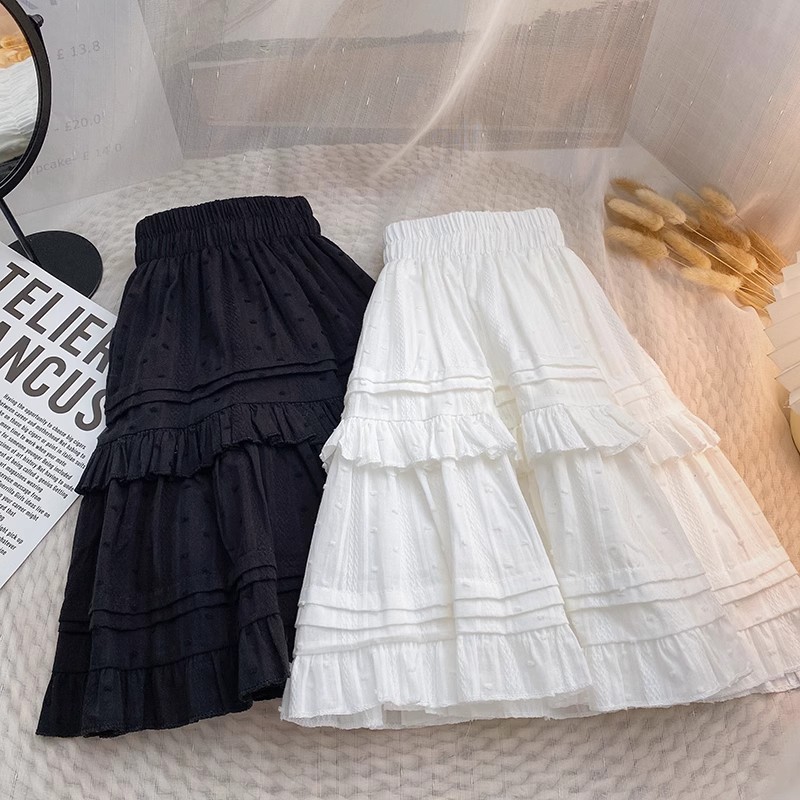 Ruffled Short Skirt Women's Summer 2025 New Arrival White Slim Look All-Match High Waist Anti-Walking Sheath A- Line Skirt