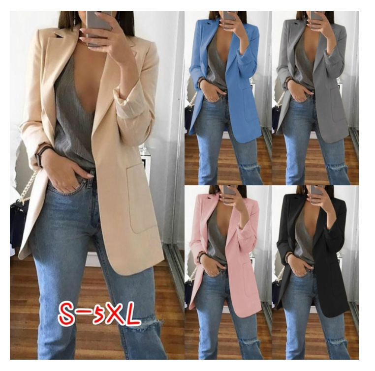 AliExpress wish Amazon 2018 European and American fashion lapel slim cardigan elegant suit jacket female 1018
