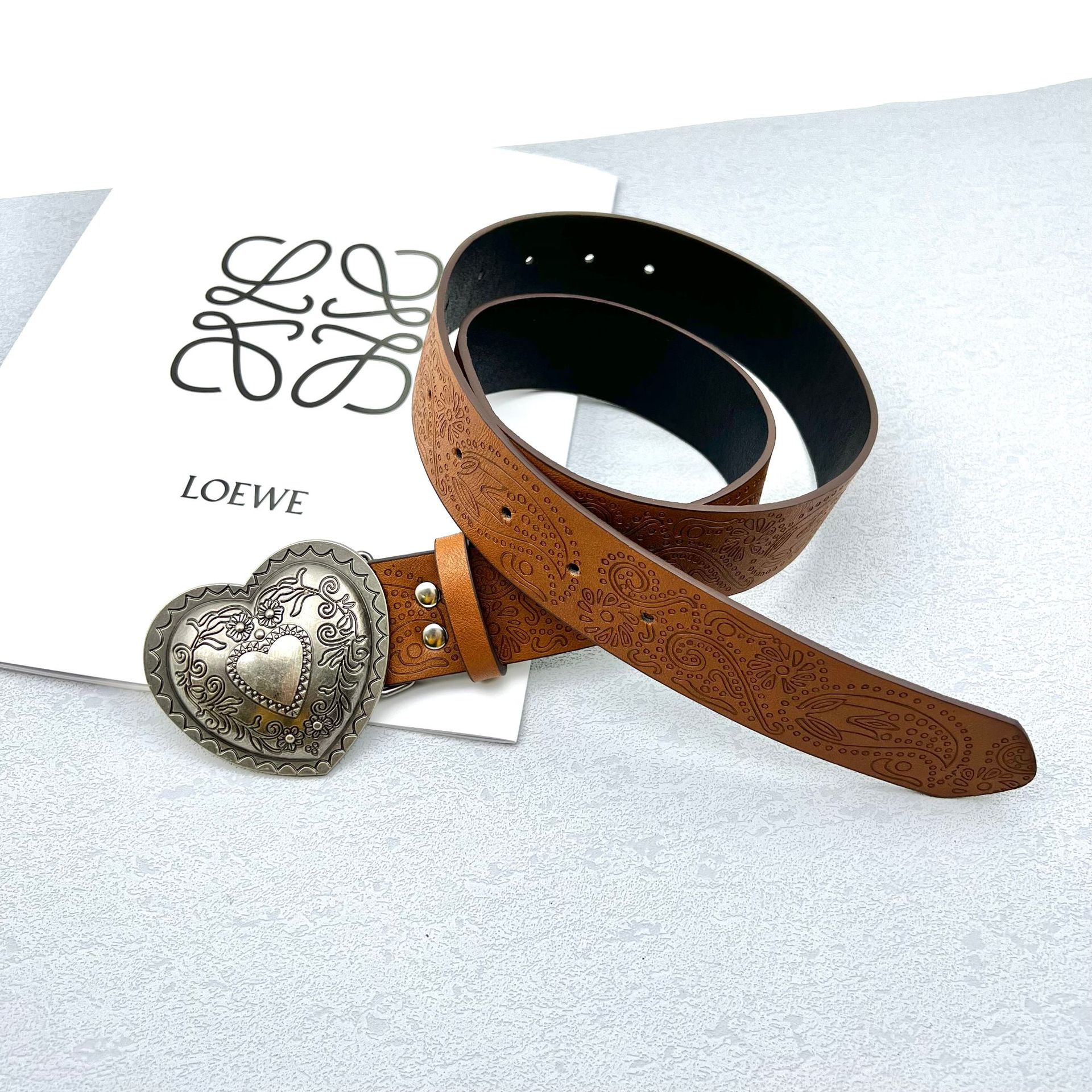 European and American style hot girl Daily brown texture niche pin buckle belt special printing pattern batch belt unisex