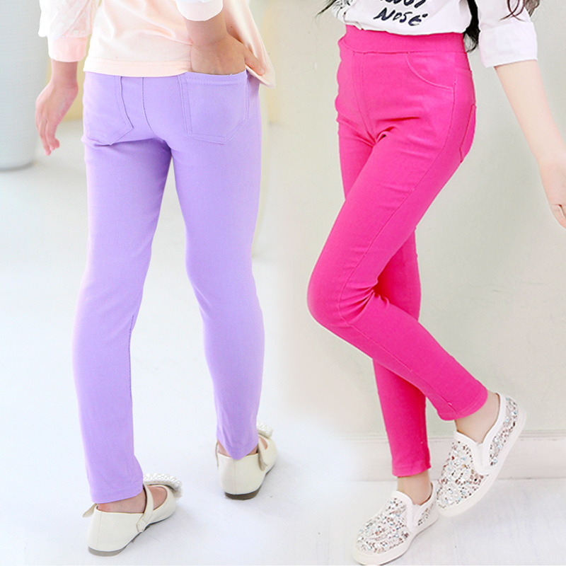 Picture of Girls' Pencil Pants Spring and Summer Thin Children's Summer Outer Skinny Pants Tight Stretch Candy Color Children's Leggings