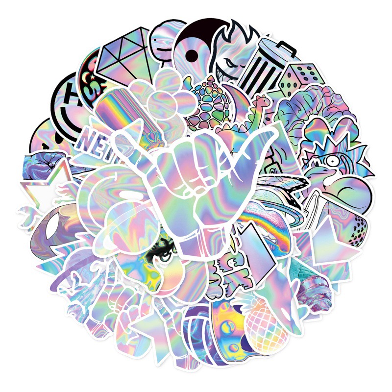 50 holographic laser personality cross-border graffiti waterproof foreign trade wholesale decorative motorcycle luggage creative stickers