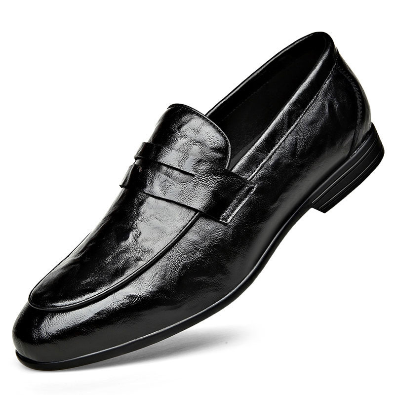 Men's Shoes 2025 Autumn New Slip-On Lazy Beanie Shoes British Business Formal Men's Casual Leather Shoes