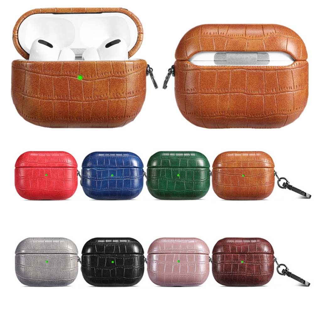 Picture of For Airpods leather case PU crocodile pro protective shell 2 generation Apple wireless Bluetooth headset cover