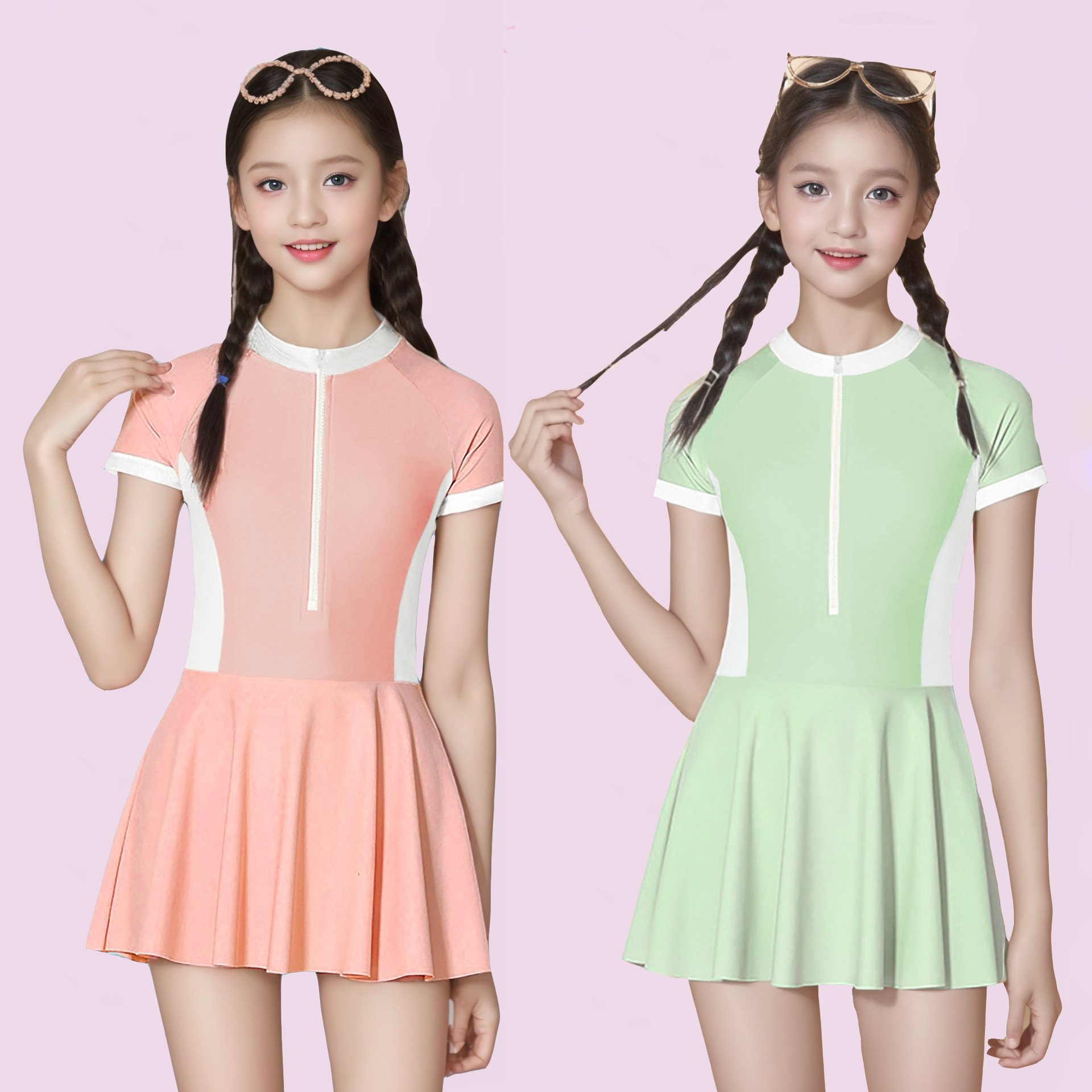 Children's Swimwear Girls' Big Kids One-piece Junior High School Students Conservative 2025 New Style Girls' Professional Swimming Suit Training Suit