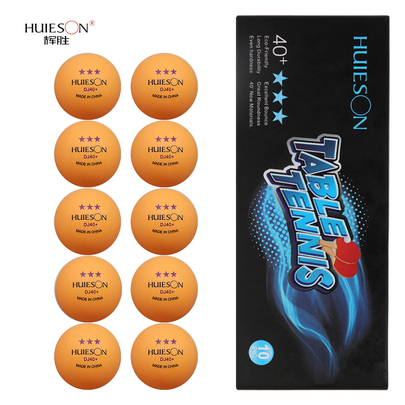 Picture of Huisheng game DJ40 + table tennis boxed ball 10 PCs three yellow white new material ABS seam ball