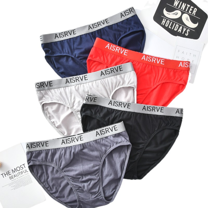 Men's Briefs, Men's Pure Cotton Sports Large Size Briefs, Breathable Young Boys' Mid-Waist Cotton Shorts Cross-Border