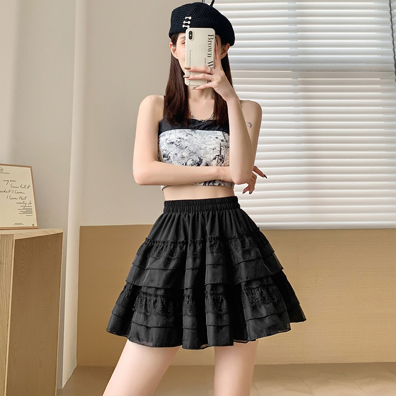 Lace Cake Skirt Women's Summer New Style Skirt Gentle Princess Style Skirt Age-reducing High Waist Elegant Elegant Half Skirt