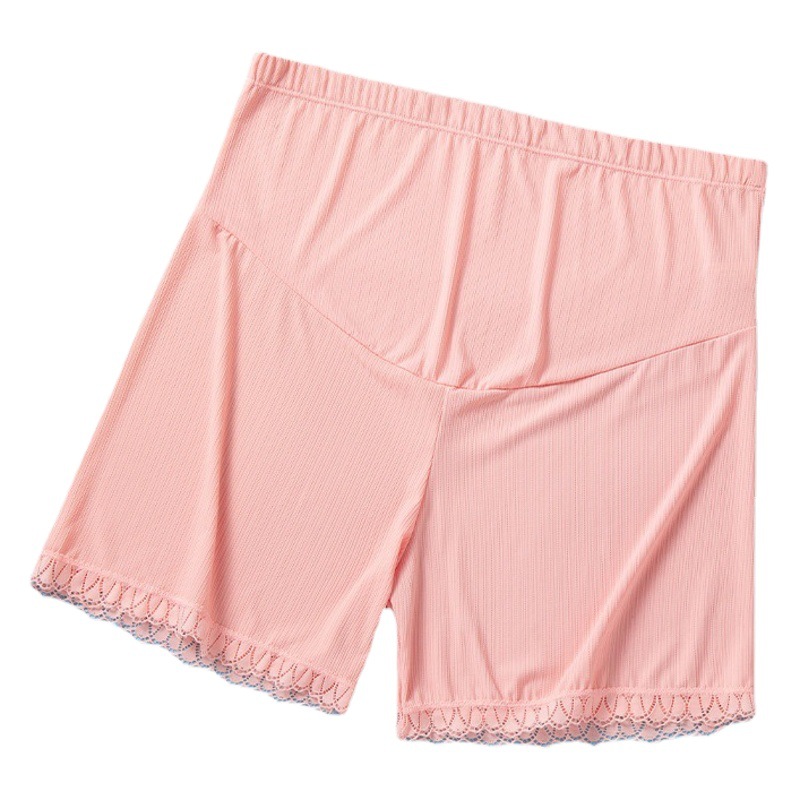 High-Waisted U-Shaped Belly-Supporting Mid-Late Pregnancy Adjustable Ice Silk Breathable Fabric Boxer Leggings Lace Maternity Underwear