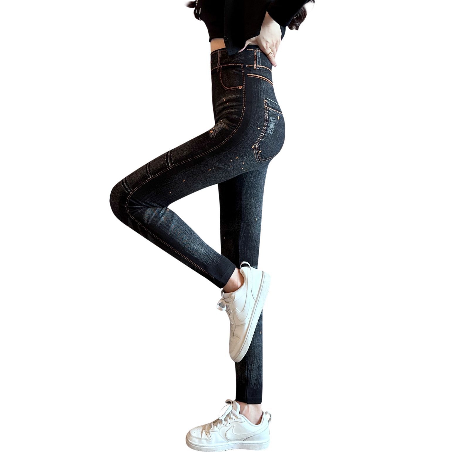 Picture of Spring and Autumn New Modal High Elastic Leggings High Waist Hip Breathable Ankle Pencil Pants Women's Outer Wear Fitness Pants