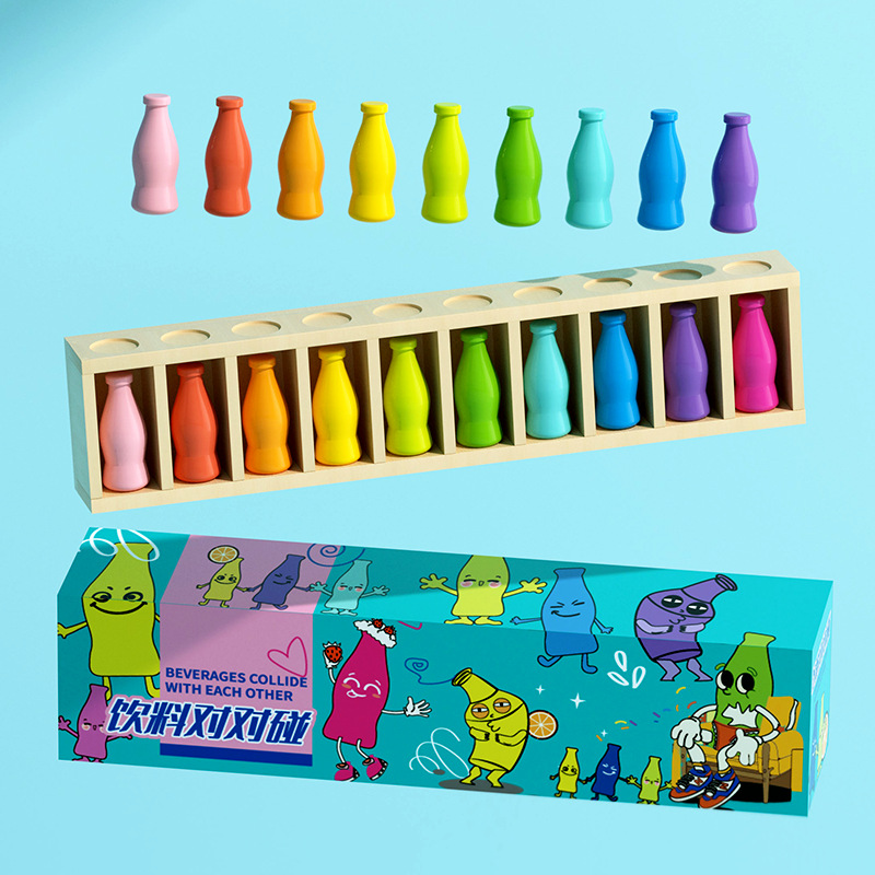 Shake Tone Wooden Multi-Person Beverage Bottle Color Matching Game Memory Interactive Fun Parent-Child Board Game Educational Toys