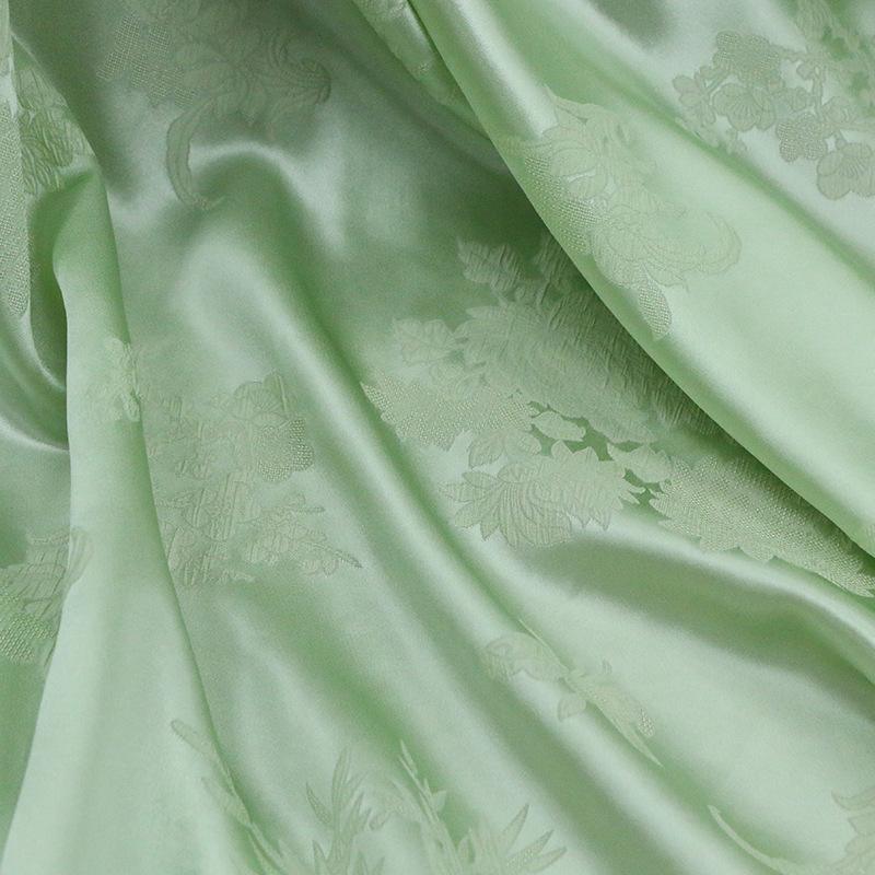 Picture of Four Gentlemen Silk | Plum, Orchid, Bamboo, and Chrysanthemum Crown Pleated Jacquard Silk Fabric with Embossed Pleats New Chinese Style National Fabric