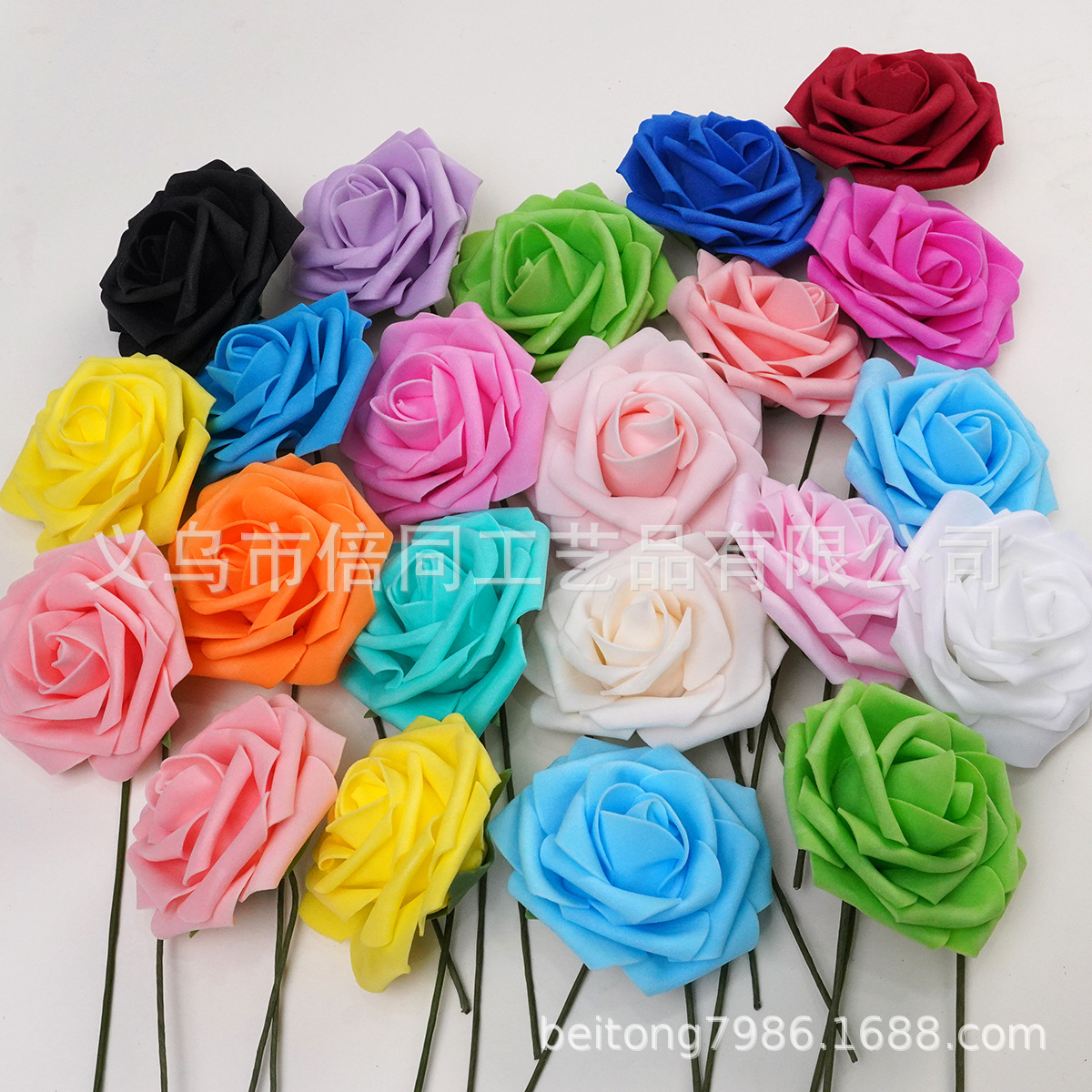 Factory supply PE torus foam flower head simulation rose flower head wedding candy box accessories hand held Valentine's Day bouquet