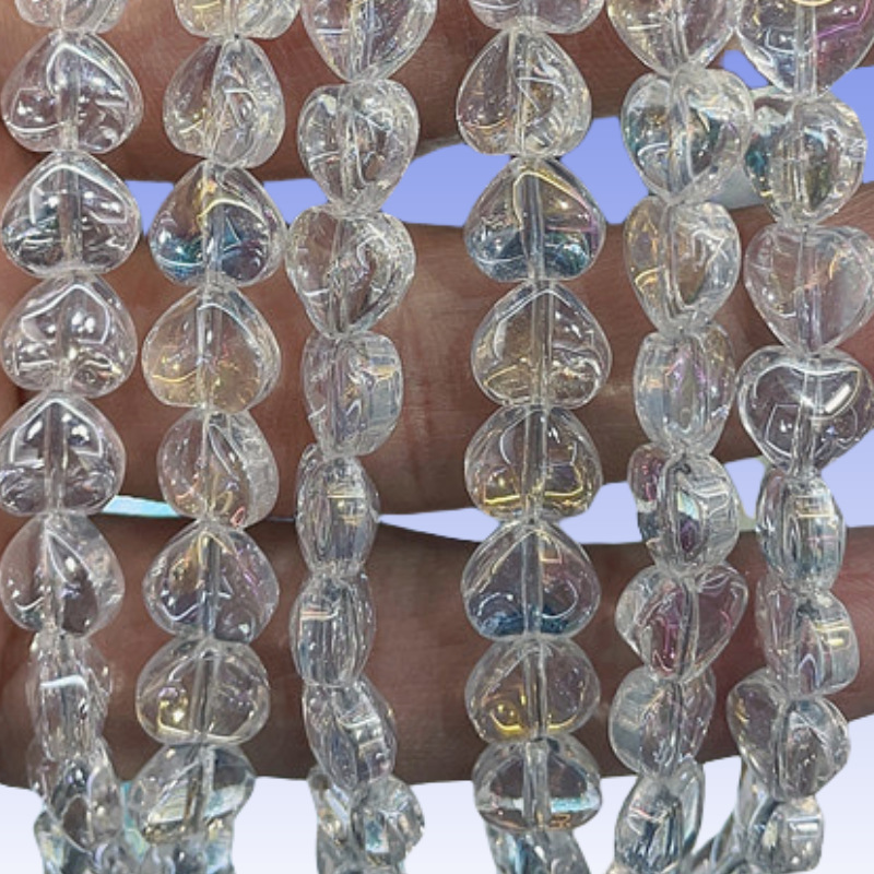 Picture of 8mm smooth peach heart glass crystal beads diy jewelry accessories clothing accessories