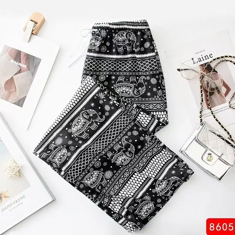 Picture of Southeast Asian Summer Explosions Ethnic Style Thai Elephant Wide Leg Pants Women's Beach Pants Thin High Waist Slimming Straight Leg Pants