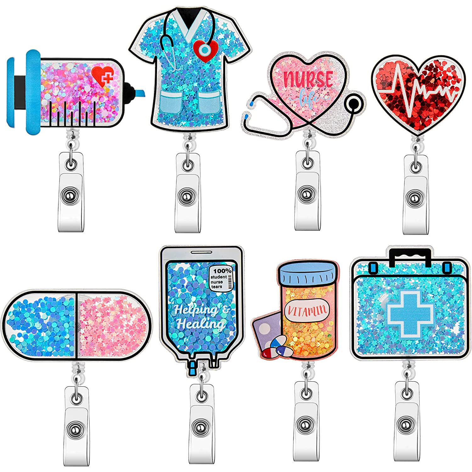 quicksand needle clothes love easy pull-up buckle rotating ID buckle Doctor Nurse retractable badge reel
