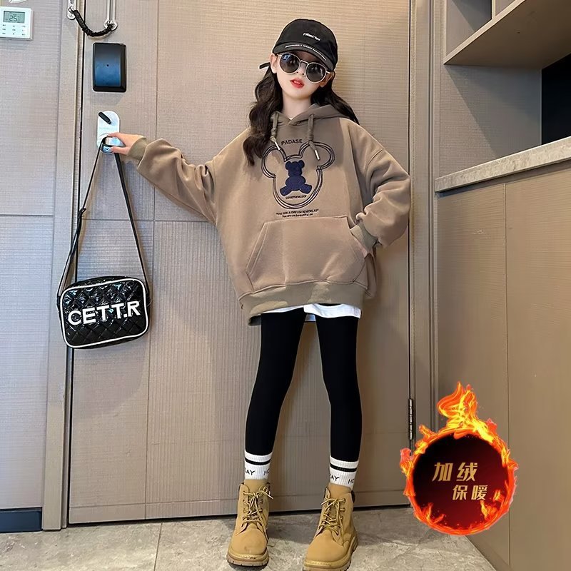 Girls fleece-lined vests autumn and winter foreign style 2023 new large children's one-piece velvet children's padded warm clothes
