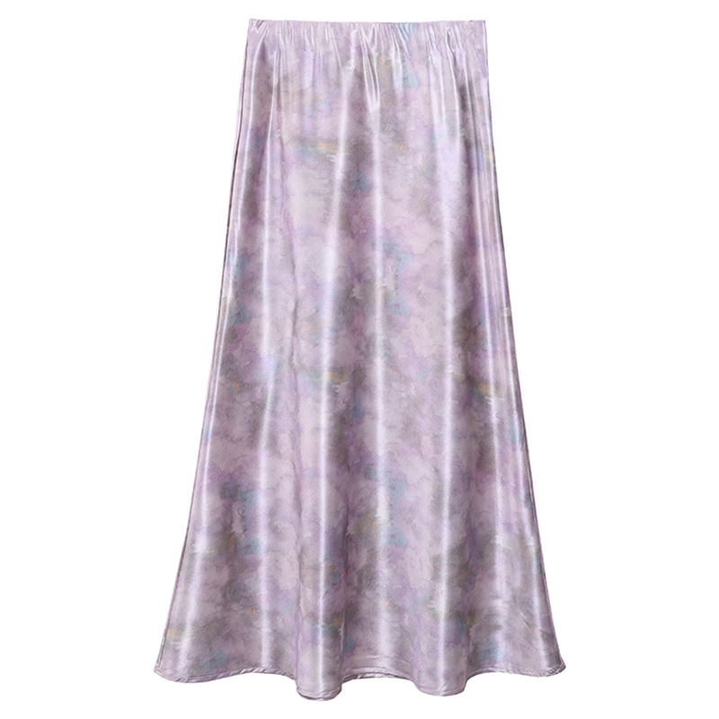 Picture of Iris Retro High-Waist Oil Painting Printed A-Line Skirt Holiday Style Long Skirt Acetic Acid Versatile Slimming Look Spring and Summer Skirt