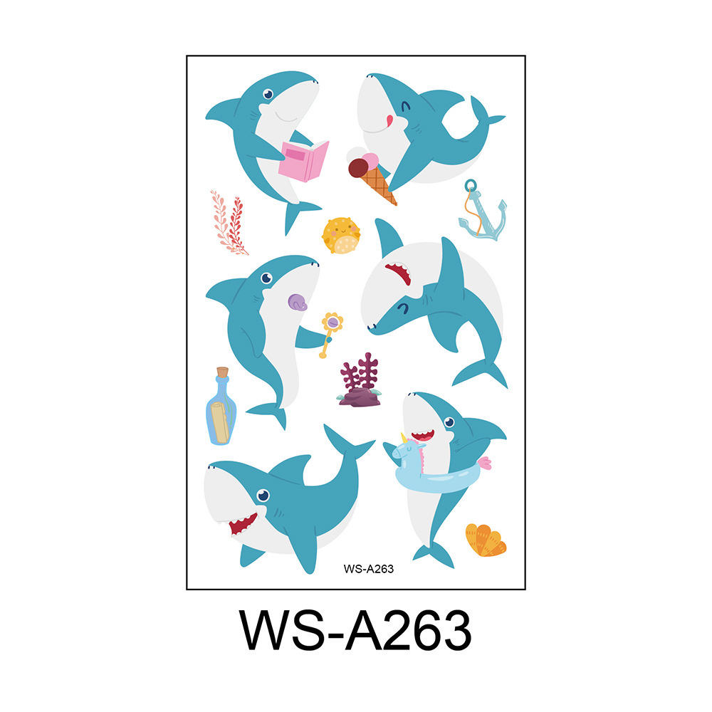 Picture of Spot Wholesale Children's Cartoon Original Tattoo Stickers Marine Animal Summer Tattoo Stickers Dolphin Shark Little Whale