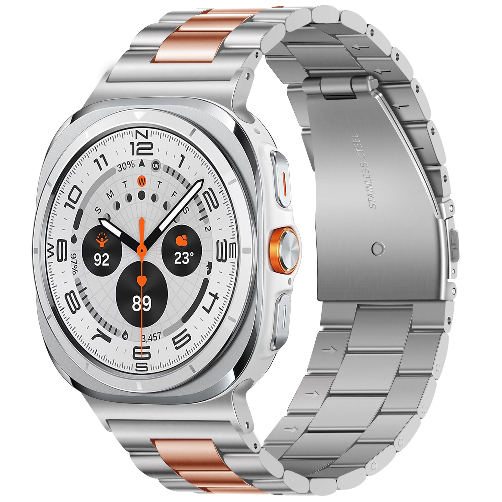 Picture of Suitable for Samsung Galaxy Watch8 Stainless Steel Metal Three-Bead Business Strap Samsung Ultra Strap
