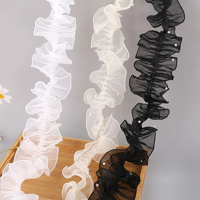 Pearl Puff Edge Yarn Organza Wrinkled Edge Yarn Popular Texture Wave Yarn Flower Shop Floral Bag Flower Material