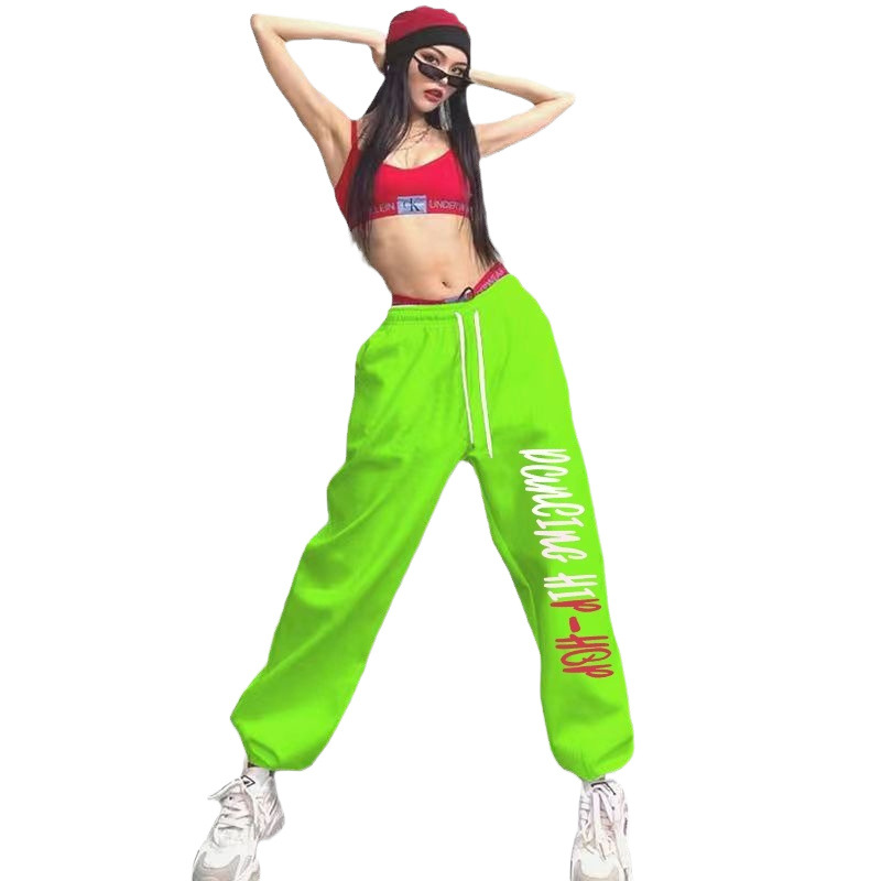 Picture of Cross-border hip-hop hiphop hip-hop toe sports pants women's high waist loose-fit casual jazz jazz dance long pants