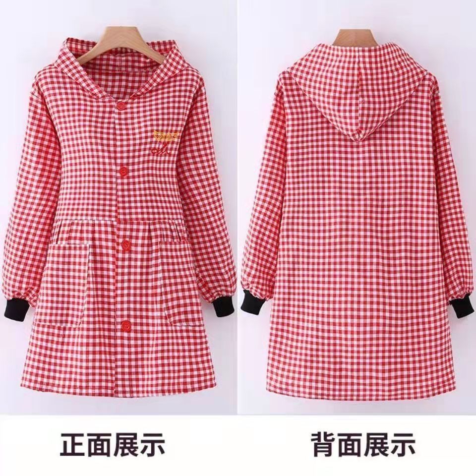 Factory wholesale cotton apron formal dressing zipper hooded coverall kitchen cooking work clothes restaurant oil-proof waist