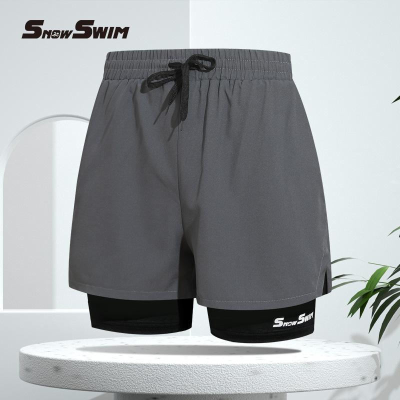 Picture of Men's double-layer swimming trunks boxer adult quick-drying anti-embarrassment swimming trunks beach pants hot spring swimming equipment suit