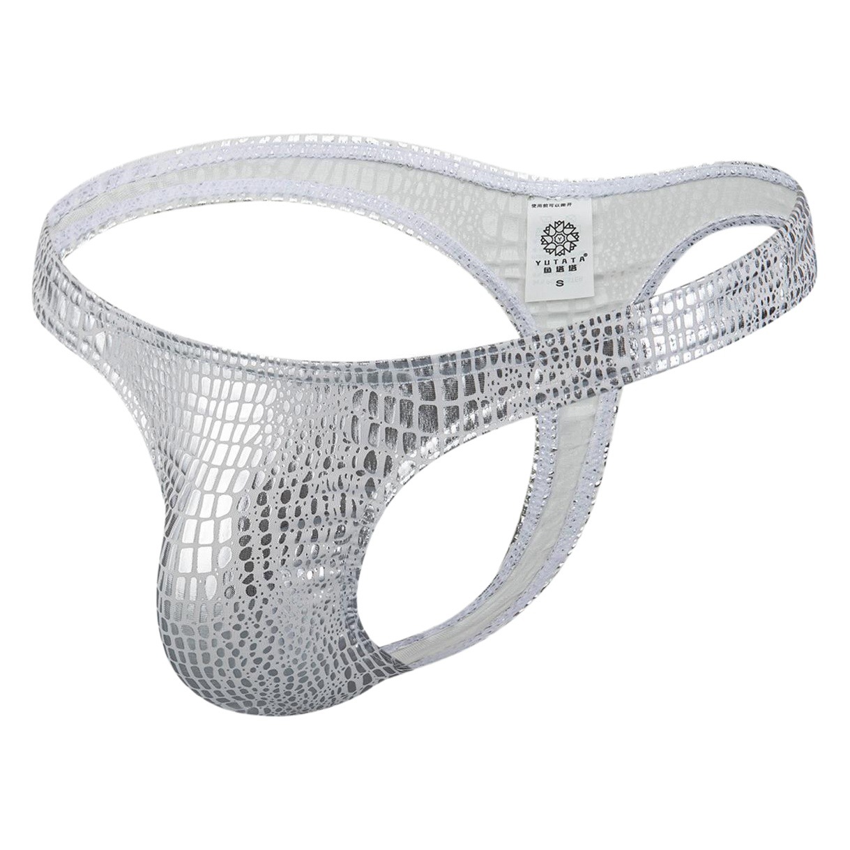 Foreign trade nightclub passion wild imitation leather crocodile pattern men's sexy underwear stretch breathable thong D201