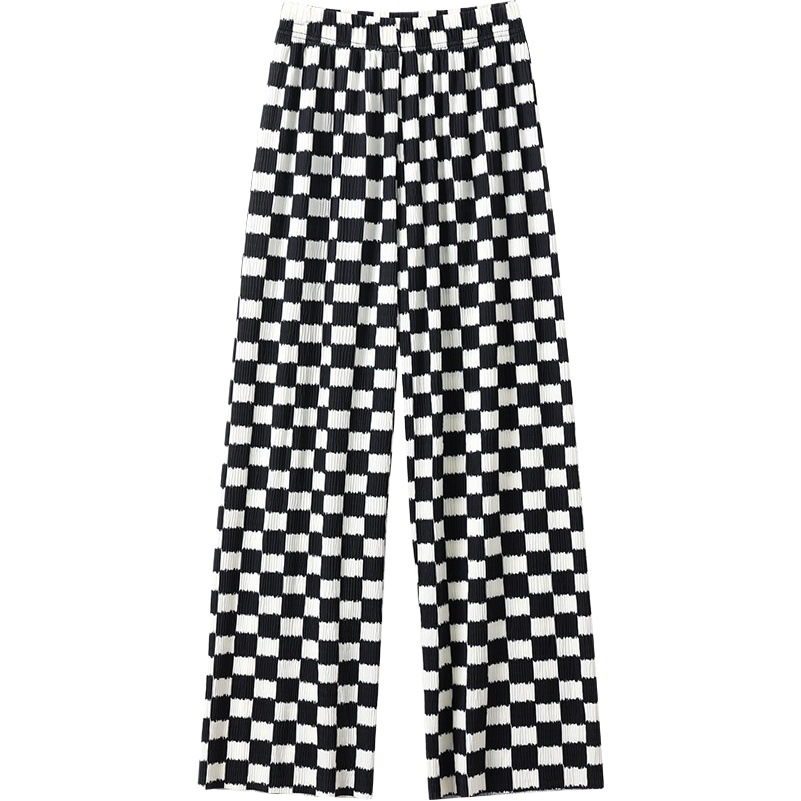 Ice Silk Tie-Dye Narrow Wide Leg Pants Women's Spring and Summer Thin Straight Slimming High Waist Draping Casual Floor Long Pants